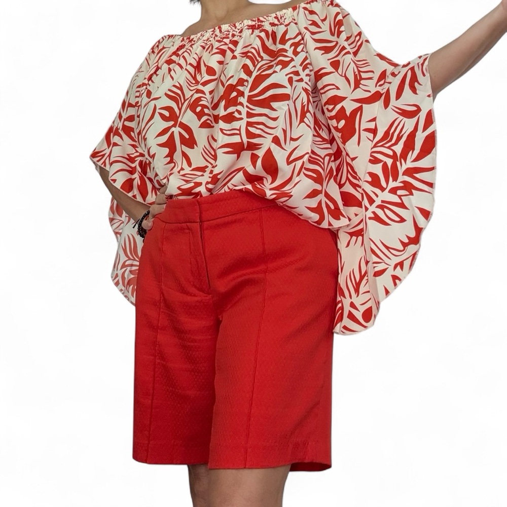 Dalia Red Orange Women's Shorts - Picture 1 of 6